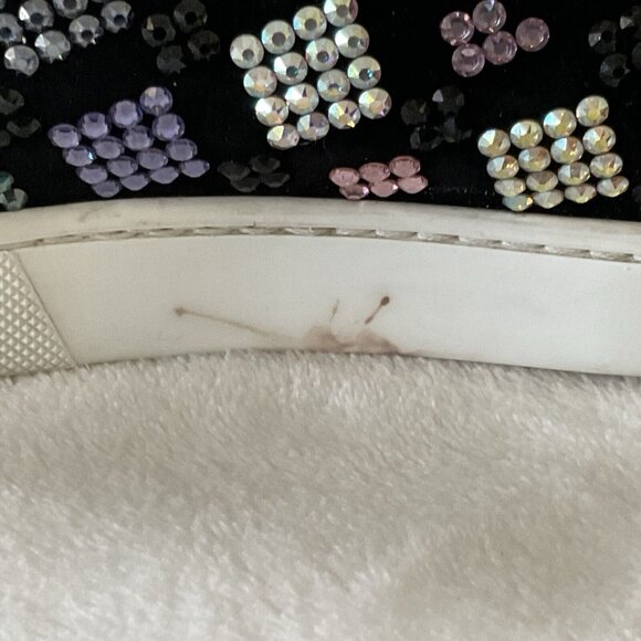 Christian Louboutin Multicolor Crystal Sneakers 7.5 Ladies Black Boat Roller - Picture 8 of 14